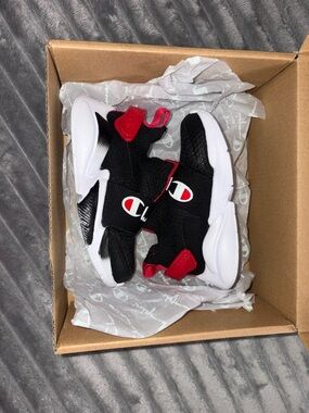 Champion Baby Black and Red Slip-On Athletic Sneakers